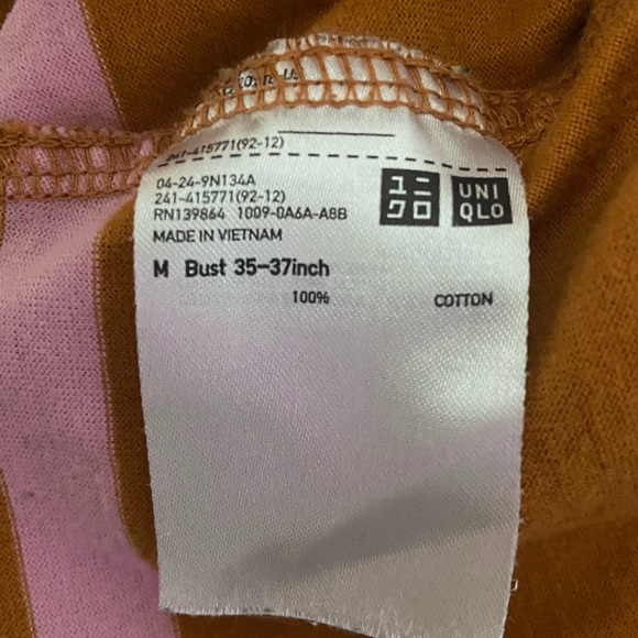 Uniqlo U Oversized, Boxy Orange and Pinked Striped T-Shirt – Size Medium - Picture 5 of 6